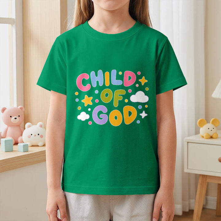 Christianartworkshop Whimsical Pastel Block Letter Child of God Kids T-Shirt - image 2