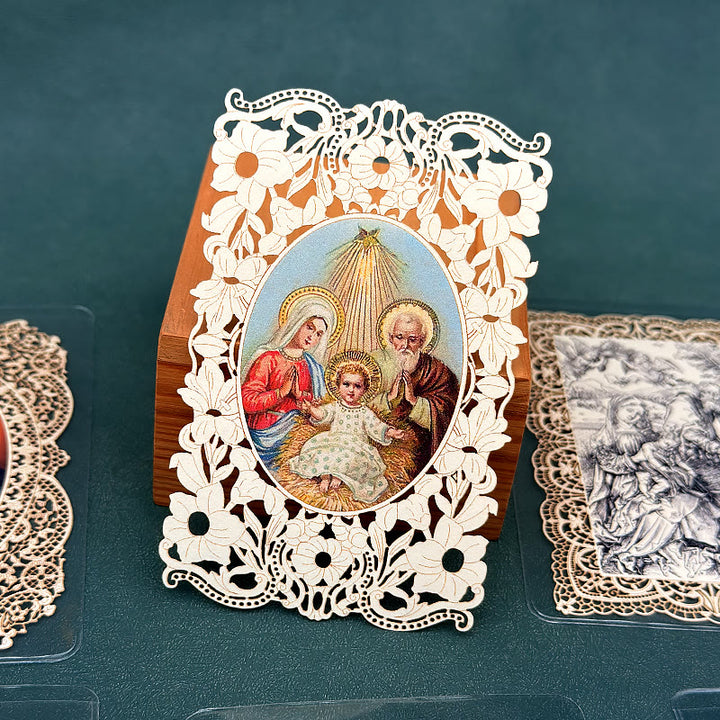 Christianartworkshop Intricate Lace Holy Card Bookmark with Ornate Floral Border: A Reminder of Divine Beauty - P - image 20