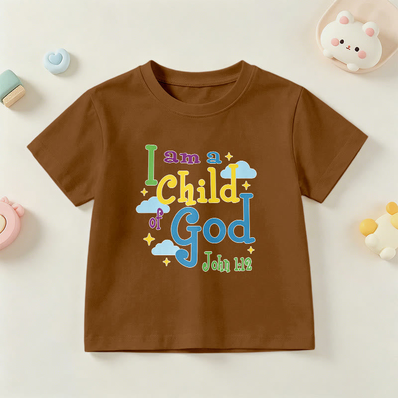 Christianartworkshop Uplifting Whimsical Cloud & Star I Am a Child of God John 1:12 Kids T-Shirt - Brown - US/UK/AU 14, EU170 - image 18
