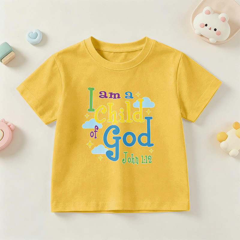 Christianartworkshop Uplifting Whimsical Cloud & Star I Am a Child of God John 1:12 Kids T-Shirt - Yellow - US/UK/AU 14, EU170 - image 27