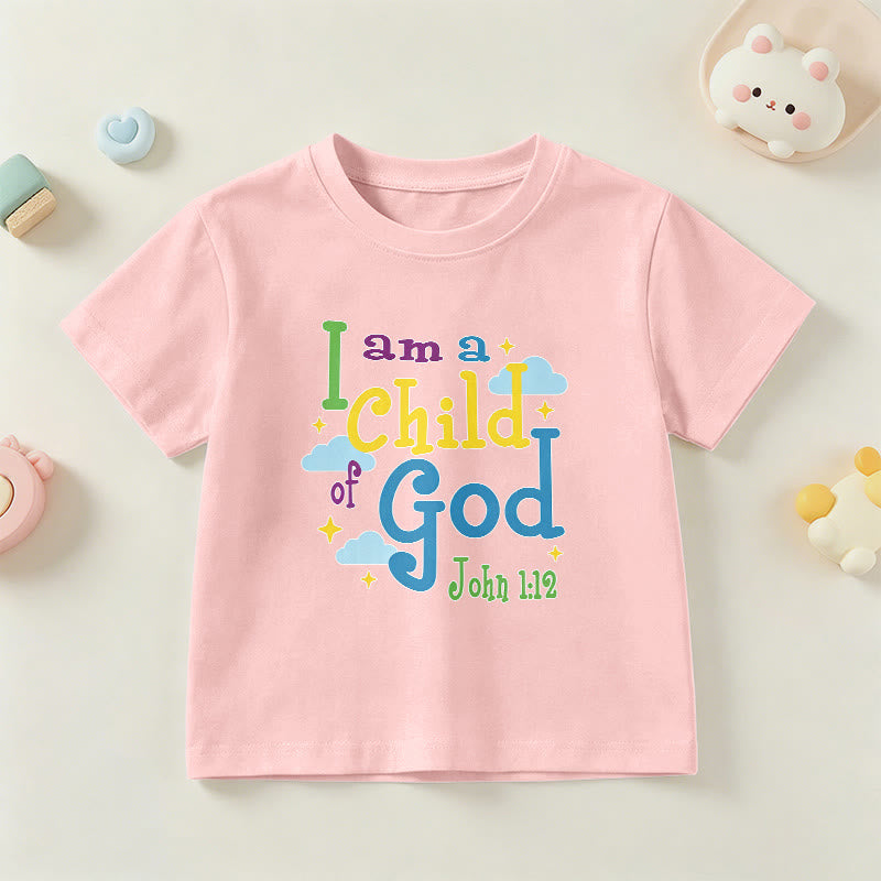 Christianartworkshop Uplifting Whimsical Cloud & Star I Am a Child of God John 1:12 Kids T-Shirt - Pink - US/UK/AU 14, EU170 - image 12