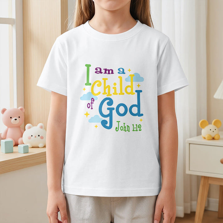 Christianartworkshop Uplifting Whimsical Cloud & Star I Am a Child of God John 1:12 Kids T-Shirt - image 5