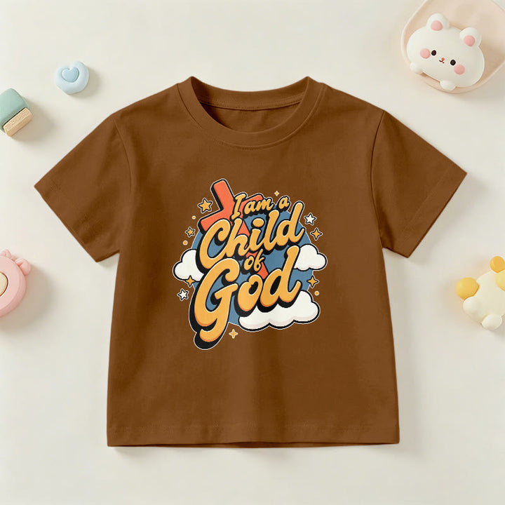 Christianartworkshop Playful Cross and Cloud Accent I Am a Child of God Kids T-Shirt - Brown - US/UK/AU 14, EU170 - image 21