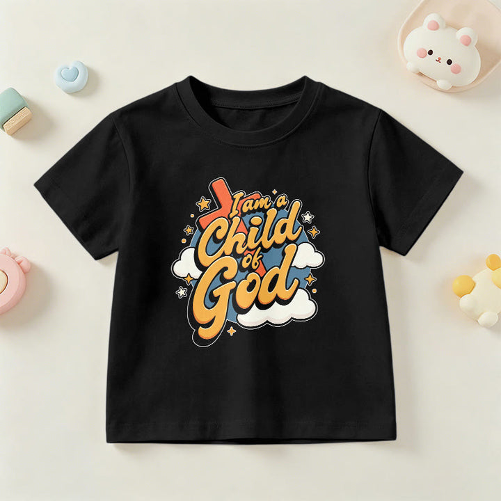 Christianartworkshop Playful Cross and Cloud Accent I Am a Child of God Kids T-Shirt - Black - US/UK/AU 14, EU170 - image 27