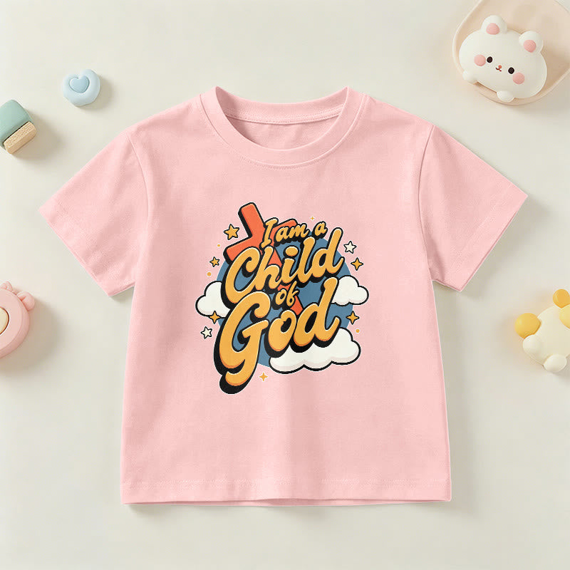 Christianartworkshop Playful Cross and Cloud Accent I Am a Child of God Kids T-Shirt - Pink - US/UK/AU 14, EU170 - image 15