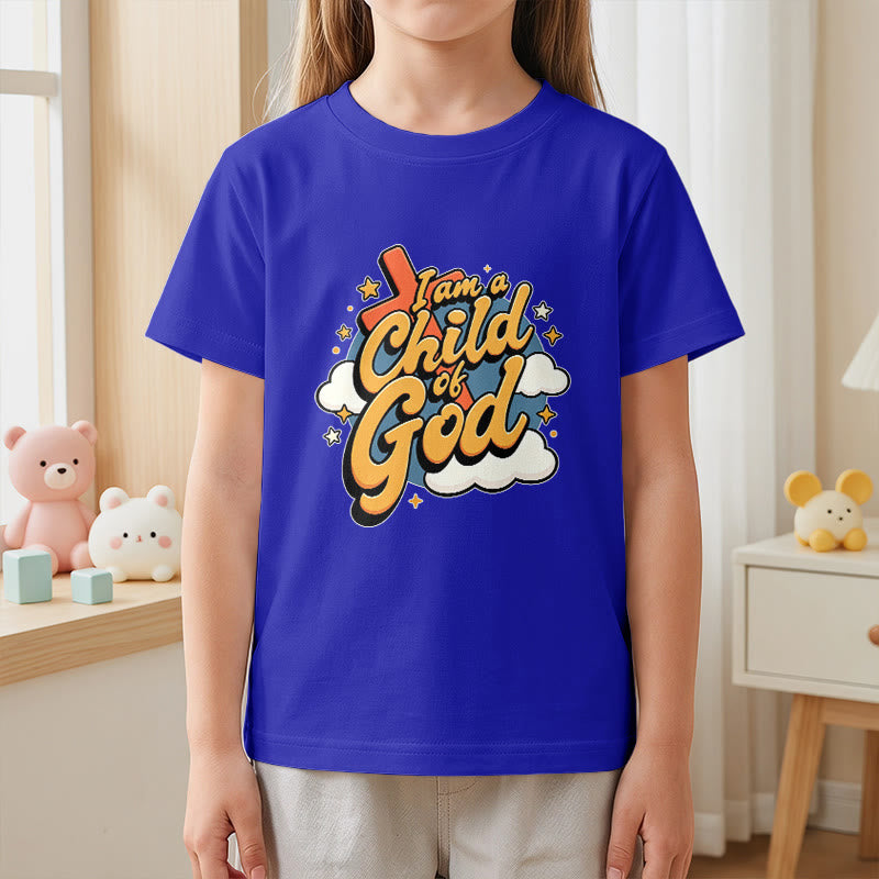 Christianartworkshop Playful Cross and Cloud Accent I Am a Child of God Kids T-Shirt - image 8