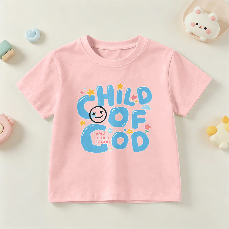Christianartworkshop Whimsical Smiley Face and Floral Accent Child of God Kids T-Shirt - Pink - US/UK/AU 14, EU170 - image 15