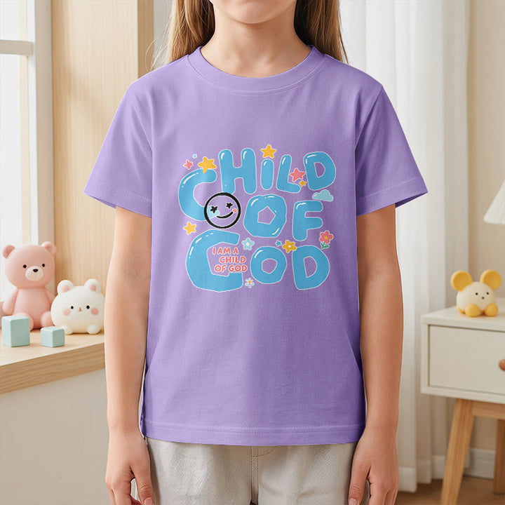 Christianartworkshop Whimsical Smiley Face and Floral Accent Child of God Kids T-Shirt - image 11