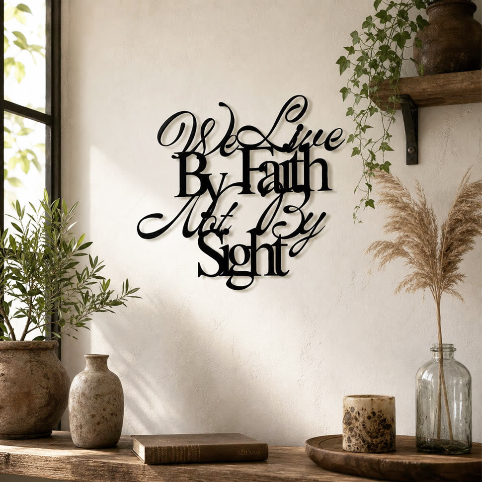 Christianartworkshop We Live By Faith Not By Sight Cursive Script Metal Wall Decor: A Bold Reminder of Trusting the Unseen - image 2