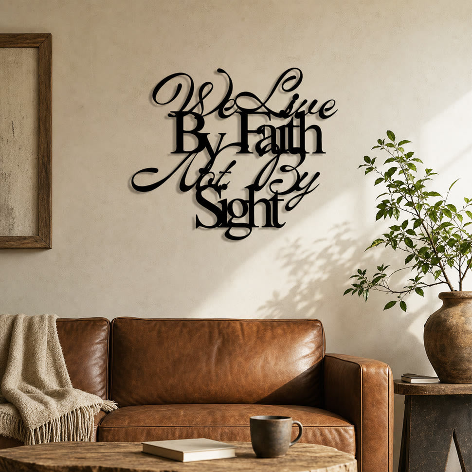 Christianartworkshop We Live By Faith Not By Sight Cursive Script Metal Wall Decor: A Bold Reminder of Trusting the Unseen - image 3