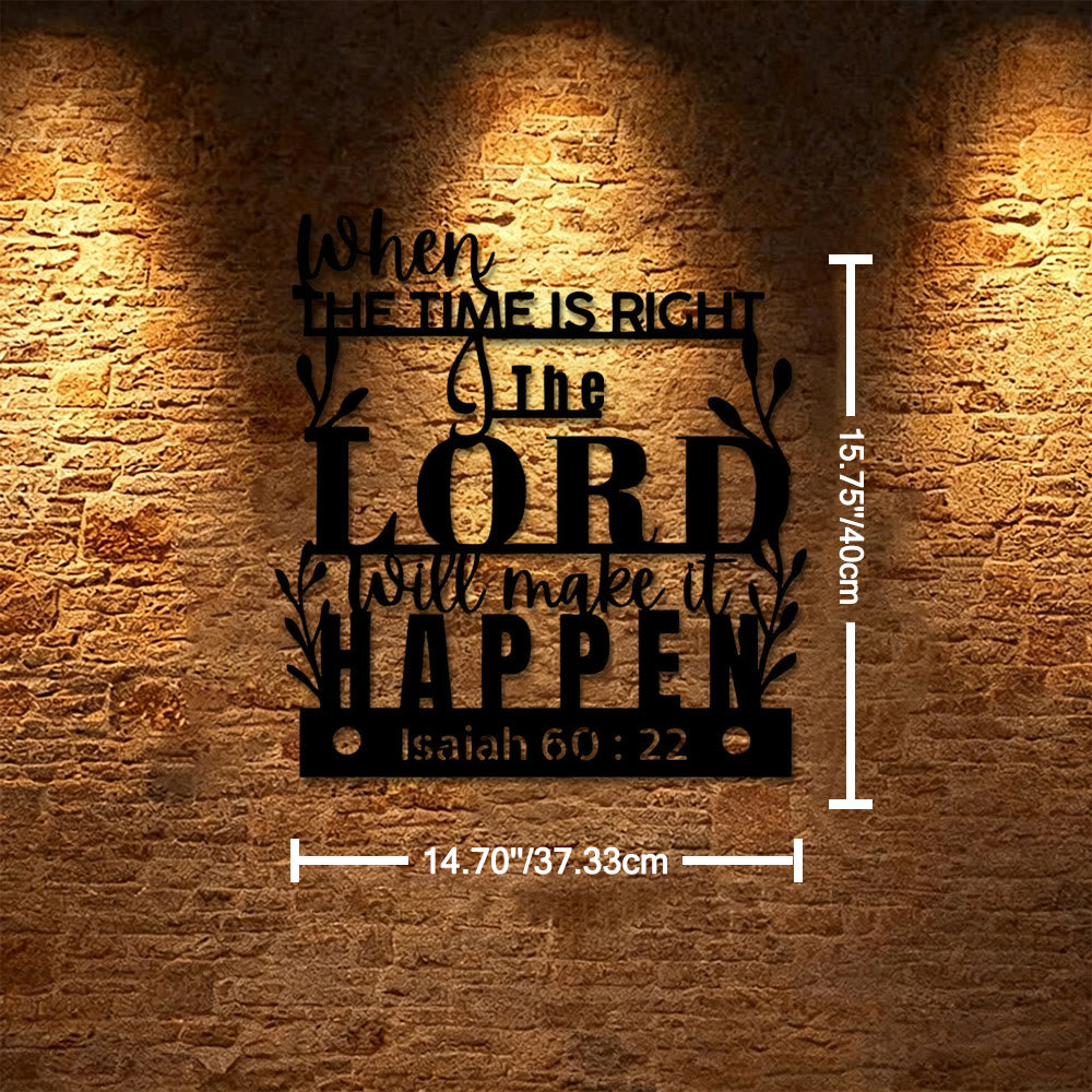 Christianartworkshop When The Time Is Right The Lord Will Make It Happen Isaiah 60:22 Metal Wall Decor: A Reminder of God’s Perfect Timing - 14.70''*15.75''*0.04"/37.33*40*0.1cm - image 6