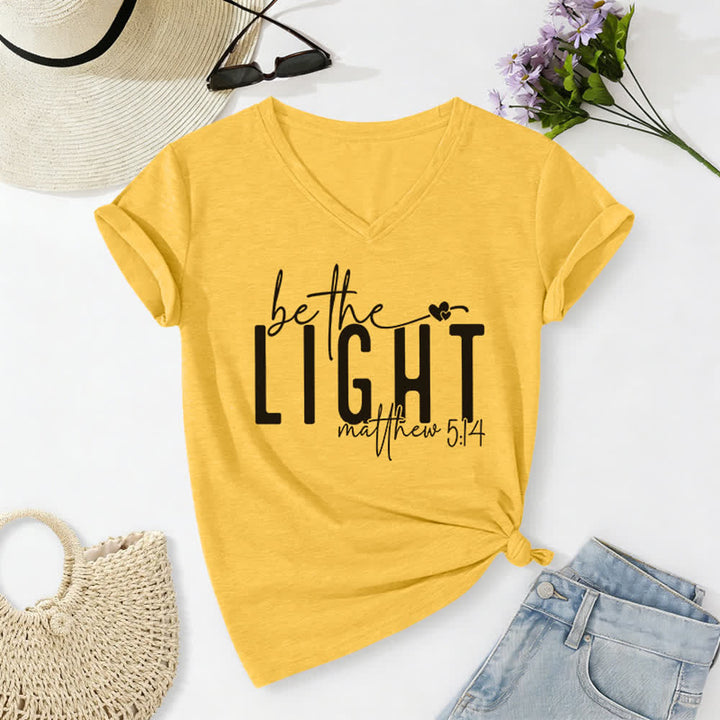 Christianartworkshop Women's Be The Light Faith Print V-Neck T-shirt - Yellow - 2XL - image 10