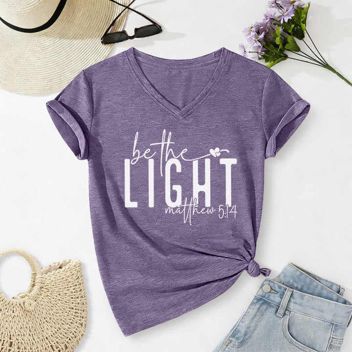 Christianartworkshop Women's Be The Light Faith Print V-Neck T-shirt - Purple - 2XL - image 24