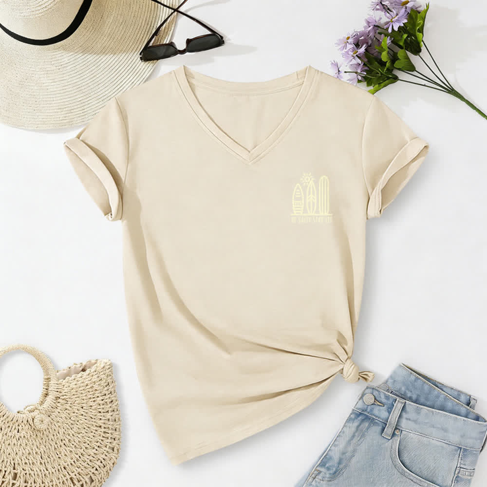 Christianartworkshop Women's Be Salty Stay Lit Printed Casual V-neck T-shirt - image 22