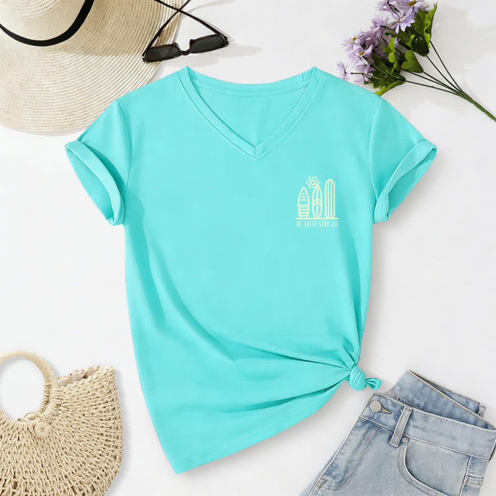 Christianartworkshop Women's Be Salty Stay Lit Printed Casual V-neck T-shirt - image 42