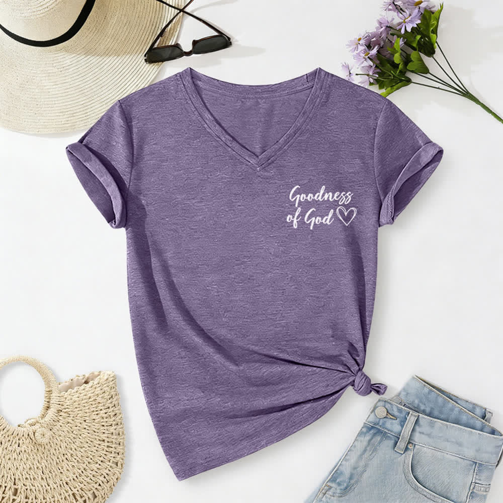 Christianartworkshop Women's I Will Sing Of The Goodness Of God Casual V-neck T-shirt - image 62