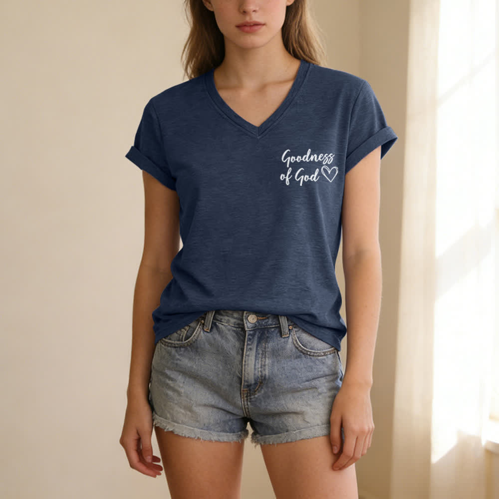 Christianartworkshop Women's I Will Sing Of The Goodness Of God Casual V-neck T-shirt - image 44