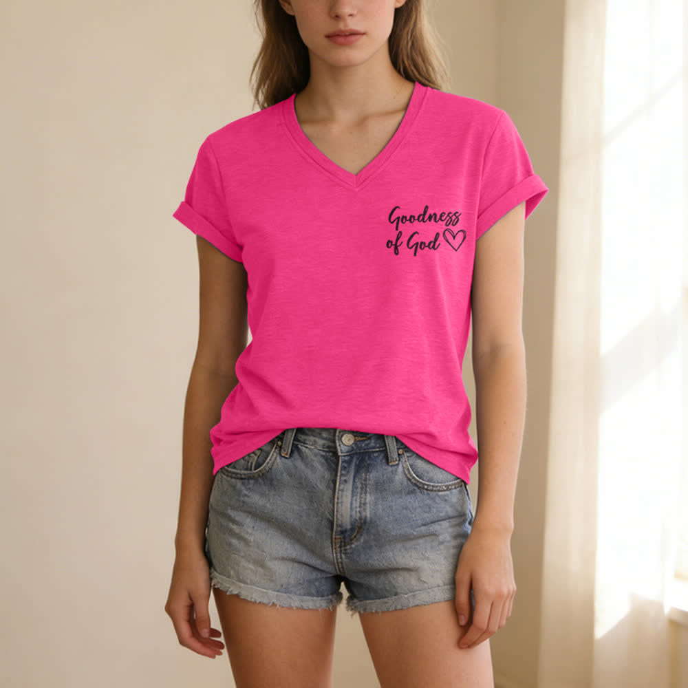 Christianartworkshop Women's I Will Sing Of The Goodness Of God Casual V-neck T-shirt - image 59
