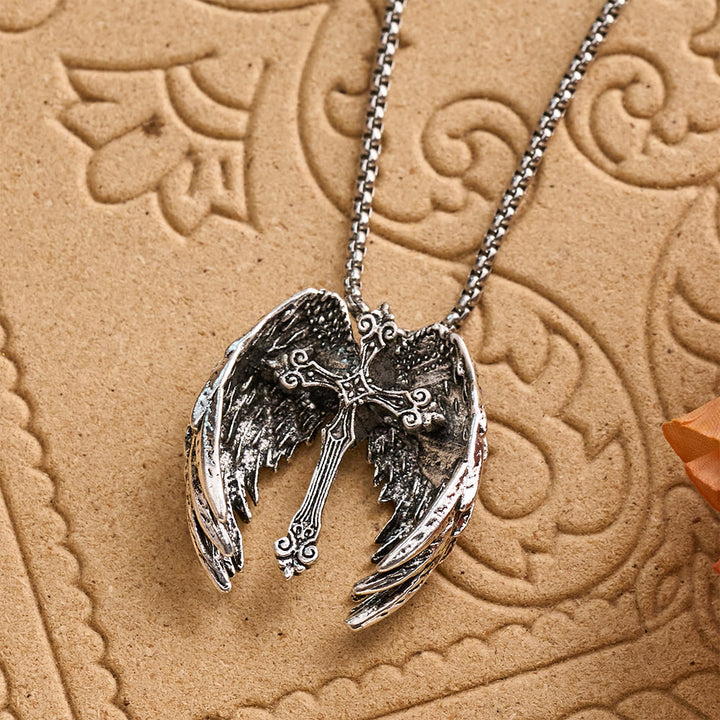 Christianartworkshop Guardian Angel Wings Cross Pendant Necklace: Spiritual Protection Jewelry - image 2