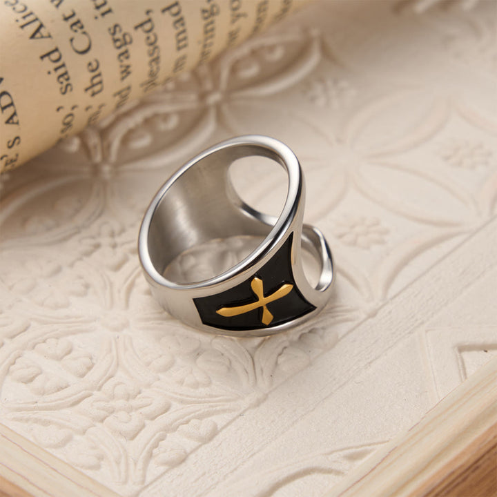 Christianartworkshop Classic Cross Bottle Opener Ring with Two-Tone Options and Open Band Design: A Timeless Emblem of Devotion - image 5
