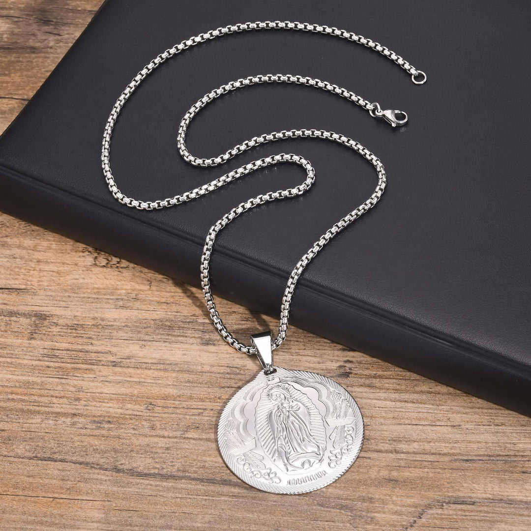 Christianartworkshop Our Lady of Guadalupe Pendant Necklace in Three Finishes: A Symbol of Marian Grace - Silver - image 2