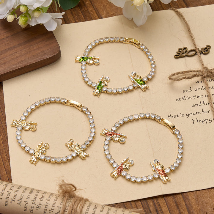 Christianartworkshop Sparkling Zircon Tennis Bracelet with St. Jude, St. Benedict, and Our Lady Motifs: A Reminder of Heavenly Grace - image 2