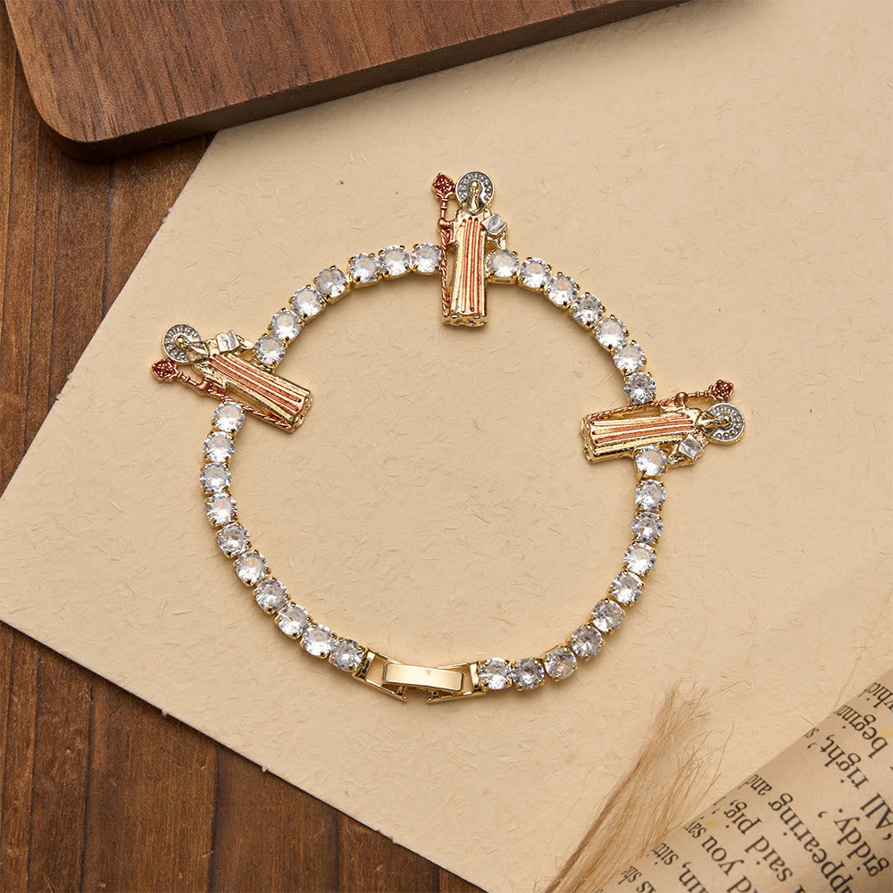 Christianartworkshop Sparkling Zircon Tennis Bracelet with St. Jude, St. Benedict, and Our Lady Motifs: A Reminder of Heavenly Grace - image 15