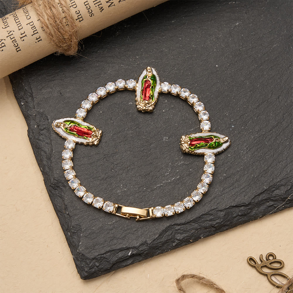 Christianartworkshop Sparkling Zircon Tennis Bracelet with St. Jude, St. Benedict, and Our Lady Motifs: A Reminder of Heavenly Grace - image 5