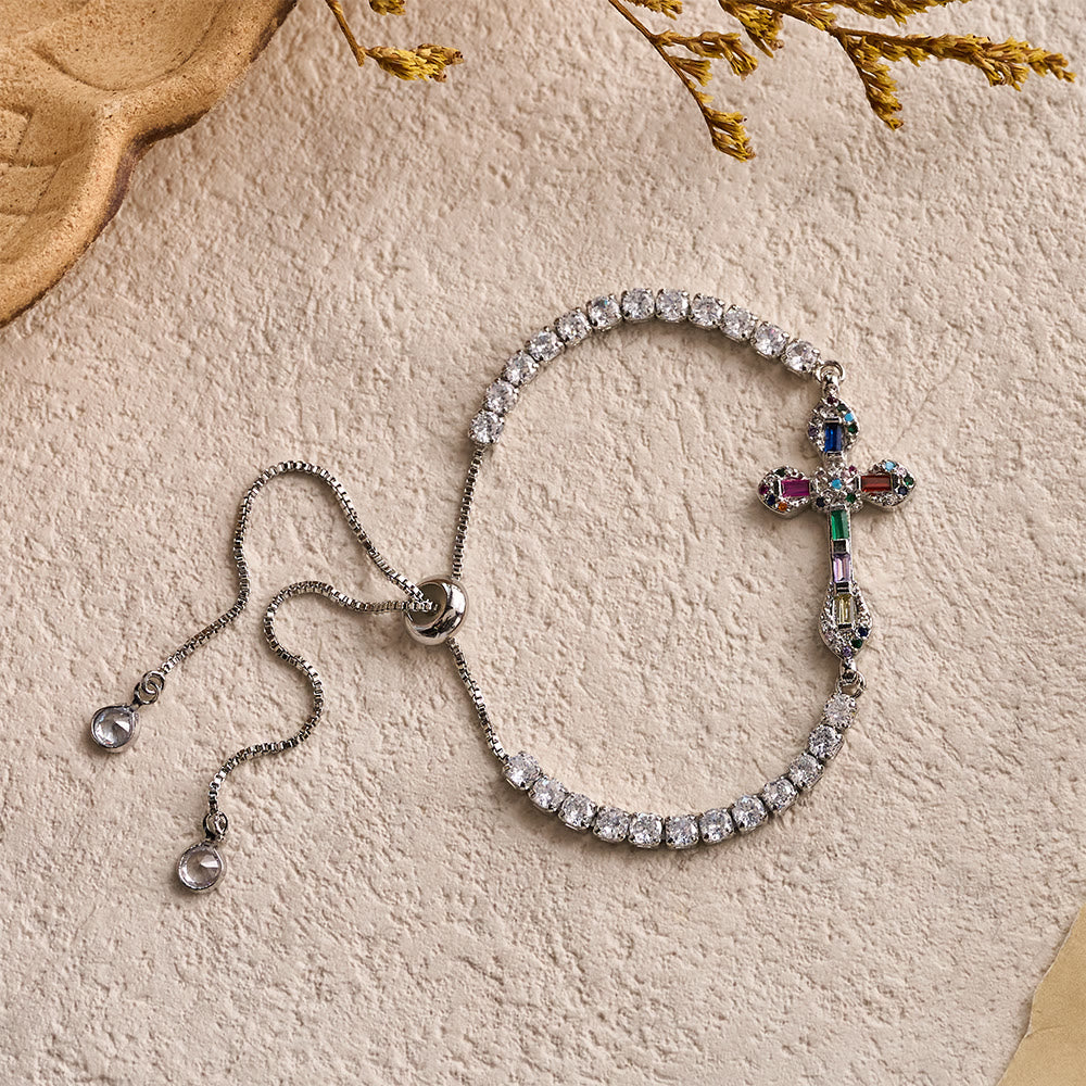 Christianartworkshop Adjustable Tennis Bracelet with Colorful Zircon Cross Charm: A Symbol of Vibrant Faith - image 7
