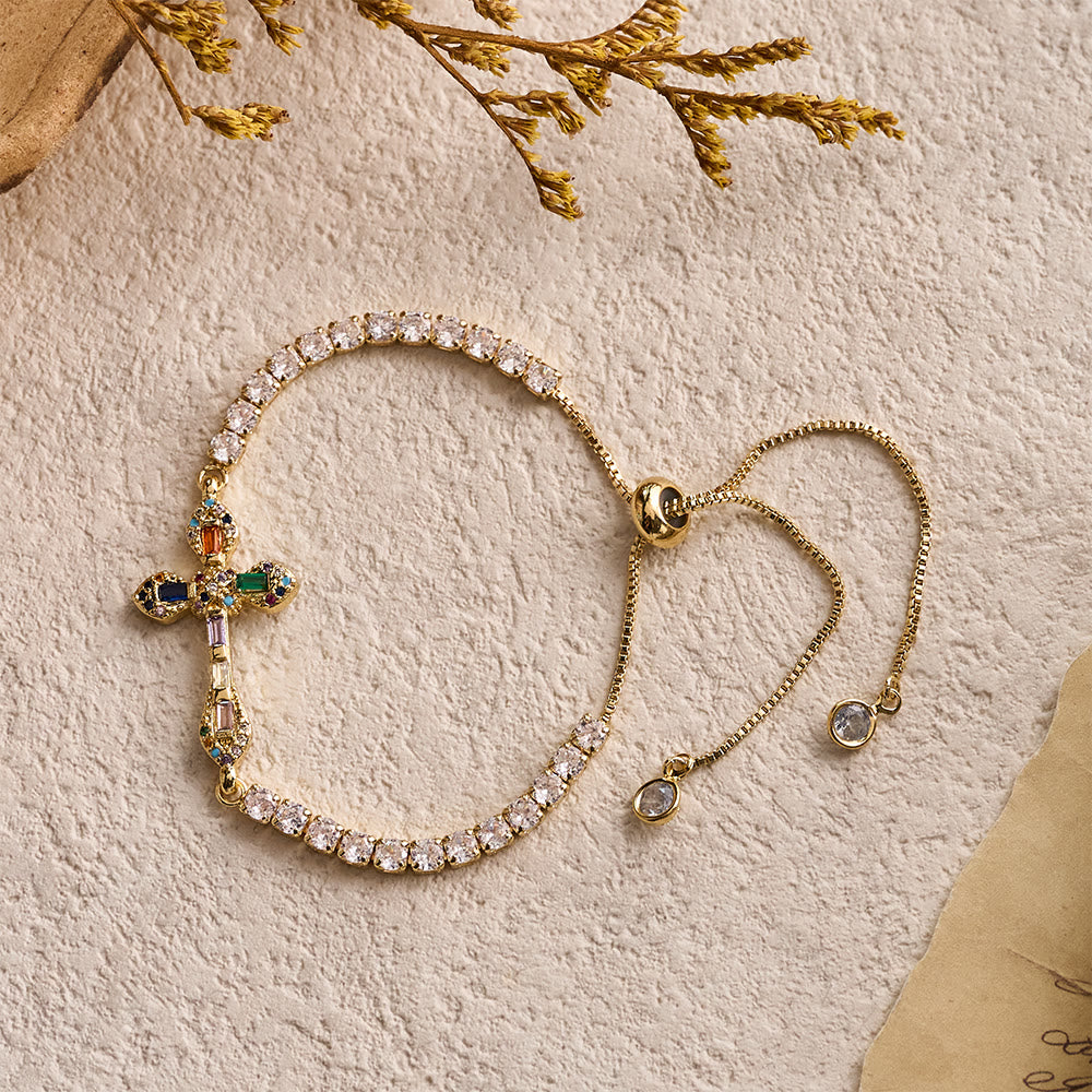 Christianartworkshop Adjustable Tennis Bracelet with Colorful Zircon Cross Charm: A Symbol of Vibrant Faith - image 5