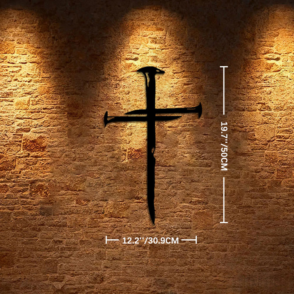 Christianartworkshop Nailed Cross Metal Wall Decor: A Testament of Redemption and Love - 12.2''*19.7''*0.05''/30.9cm*50cm*0.12cm - image 7