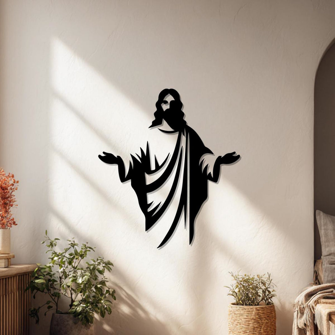 Christianartworkshop Welcoming Jesus Silhouette Metal Wall Decor: A Symbol of Divine Grace - image 0