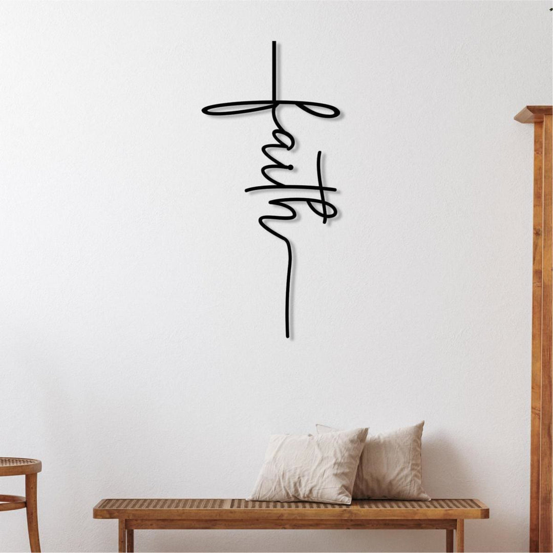 Christianartworkshop Faith Script Cross Metal Wall Decor: A Modern Statement of Belief - image 2