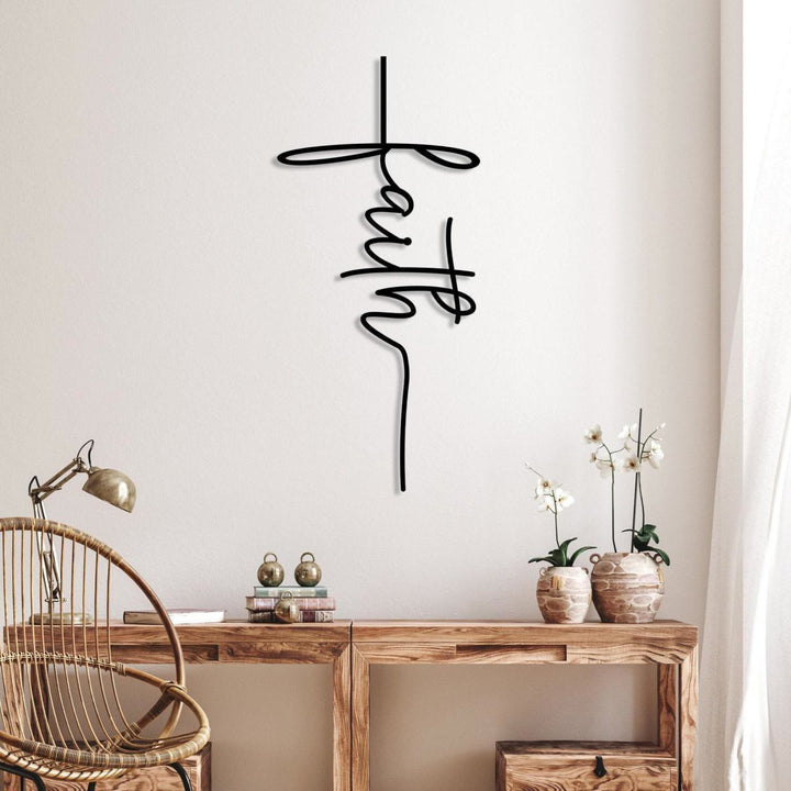 Christianartworkshop Faith Script Cross Metal Wall Decor: A Modern Statement of Belief - image 3