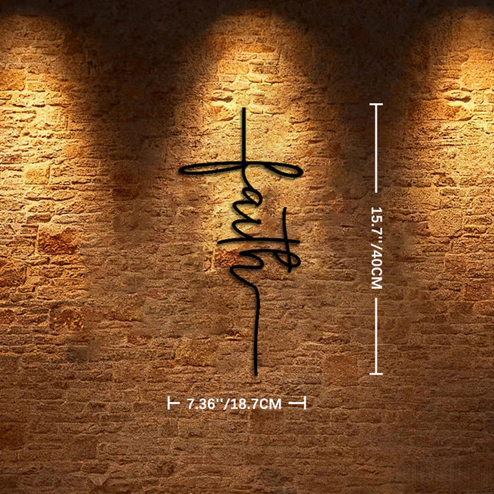 Christianartworkshop Faith Script Cross Metal Wall Decor: A Modern Statement of Belief - 15.7''*7.36''*0.04''/40cm*18.7cm*0.1cm - image 6
