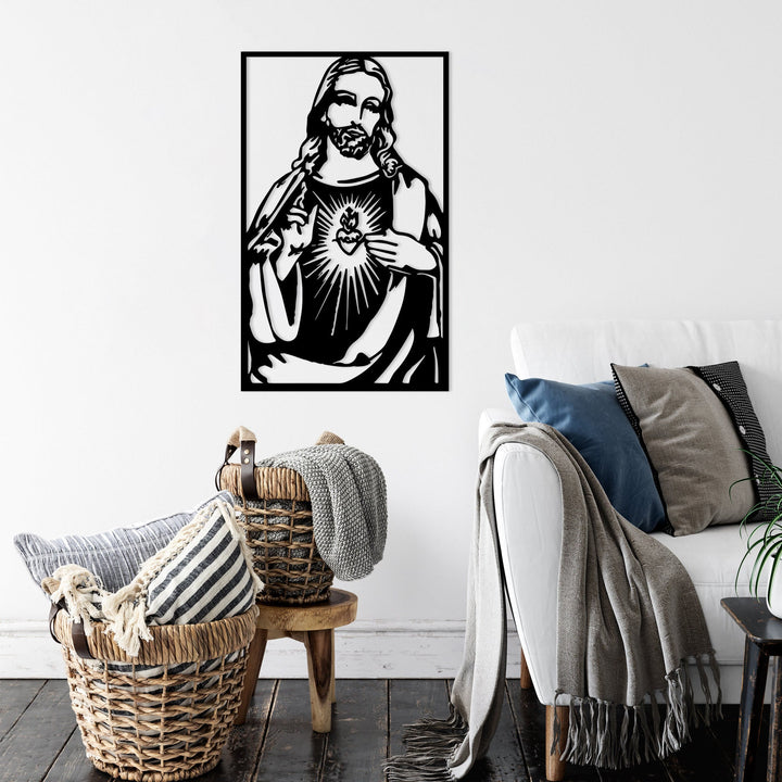 Christianartworkshop Minimalist Sacred Heart Jesus Metal Wall Sign: A Quiet Reminder of His Tender Mercy - image 4