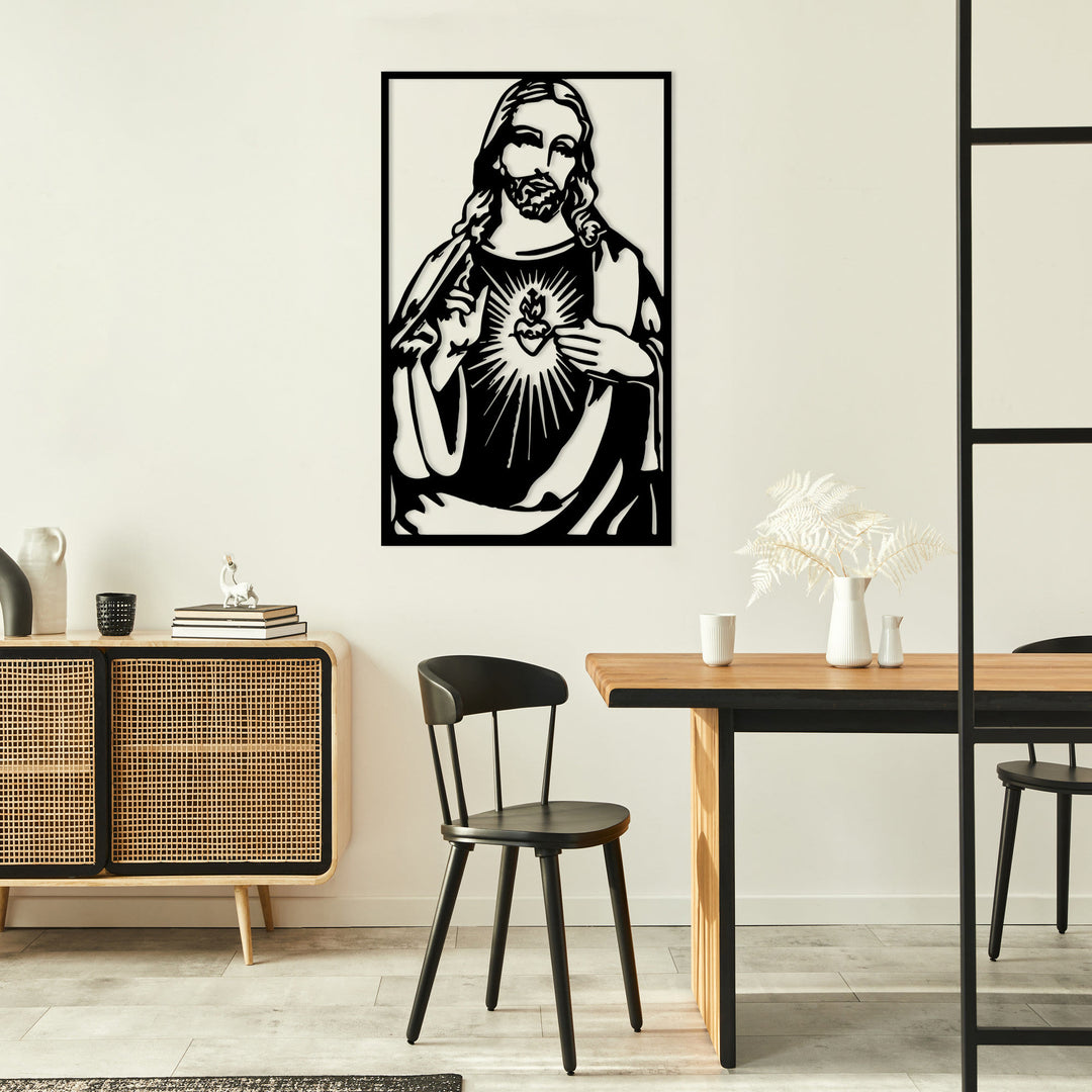 Christianartworkshop Minimalist Sacred Heart Jesus Metal Wall Sign: A Quiet Reminder of His Tender Mercy - image 1
