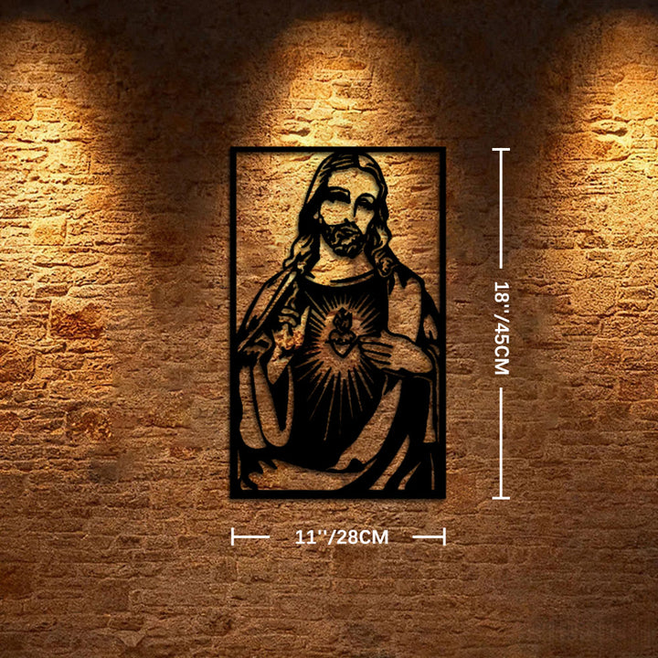 Christianartworkshop Minimalist Sacred Heart Jesus Metal Wall Sign: A Quiet Reminder of His Tender Mercy - 18''*11''*0.04''/45cm*28cm*0.1cm - image 6
