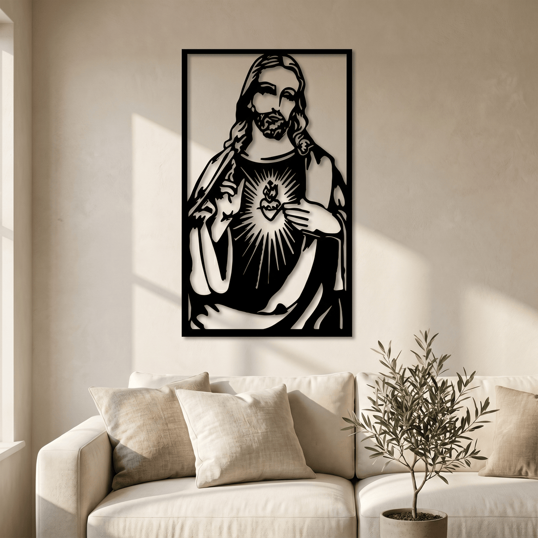 Christianartworkshop Minimalist Sacred Heart Jesus Metal Wall Sign: A Quiet Reminder of His Tender Mercy - image 5