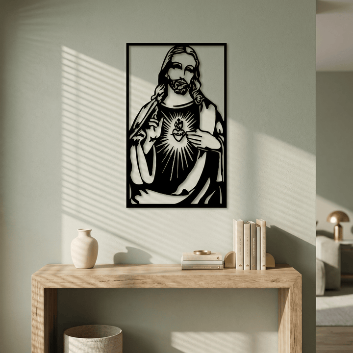 Christianartworkshop Minimalist Sacred Heart Jesus Metal Wall Sign: A Quiet Reminder of His Tender Mercy - image 3