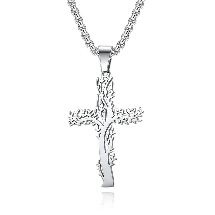Christianartworkshop Tree of Life Cross Pendant Necklace in Three Finishes: A Symbol of Faith and Growth - Silver - image 3