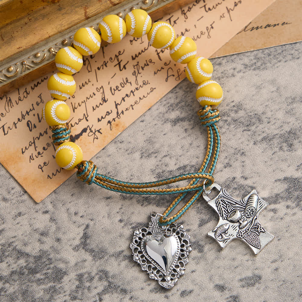 Christianartworkshop Baseball Bead Pocket Rosary with Sacred Heart & Eucharist Cross - image 2