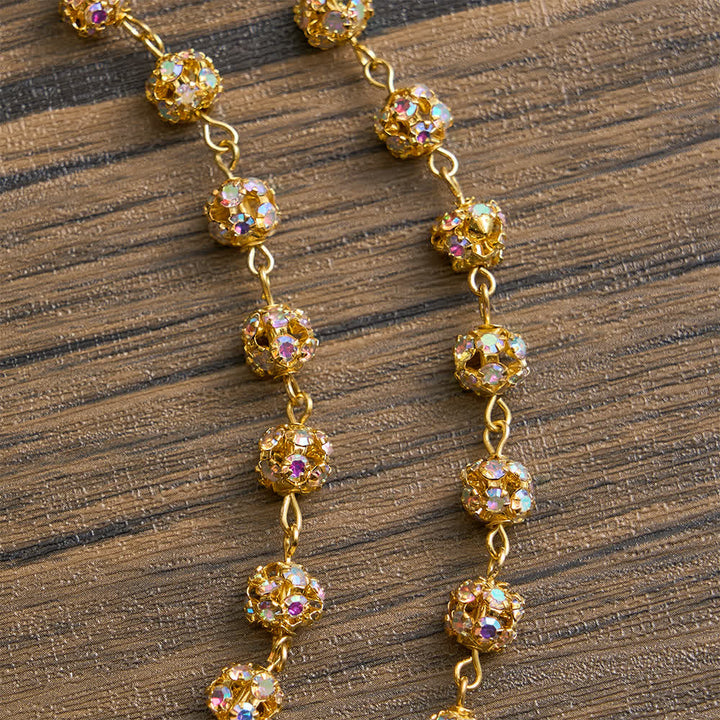 Christianartworkshop Golden Rhinestone Six Tablets Rosary with Our Lady of Fatima - image 6