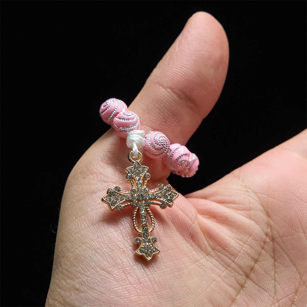 Christianartworkshop Sparkly Pink Swirl Finger Rosary: Tiny Devotion with Sparkle - image 1