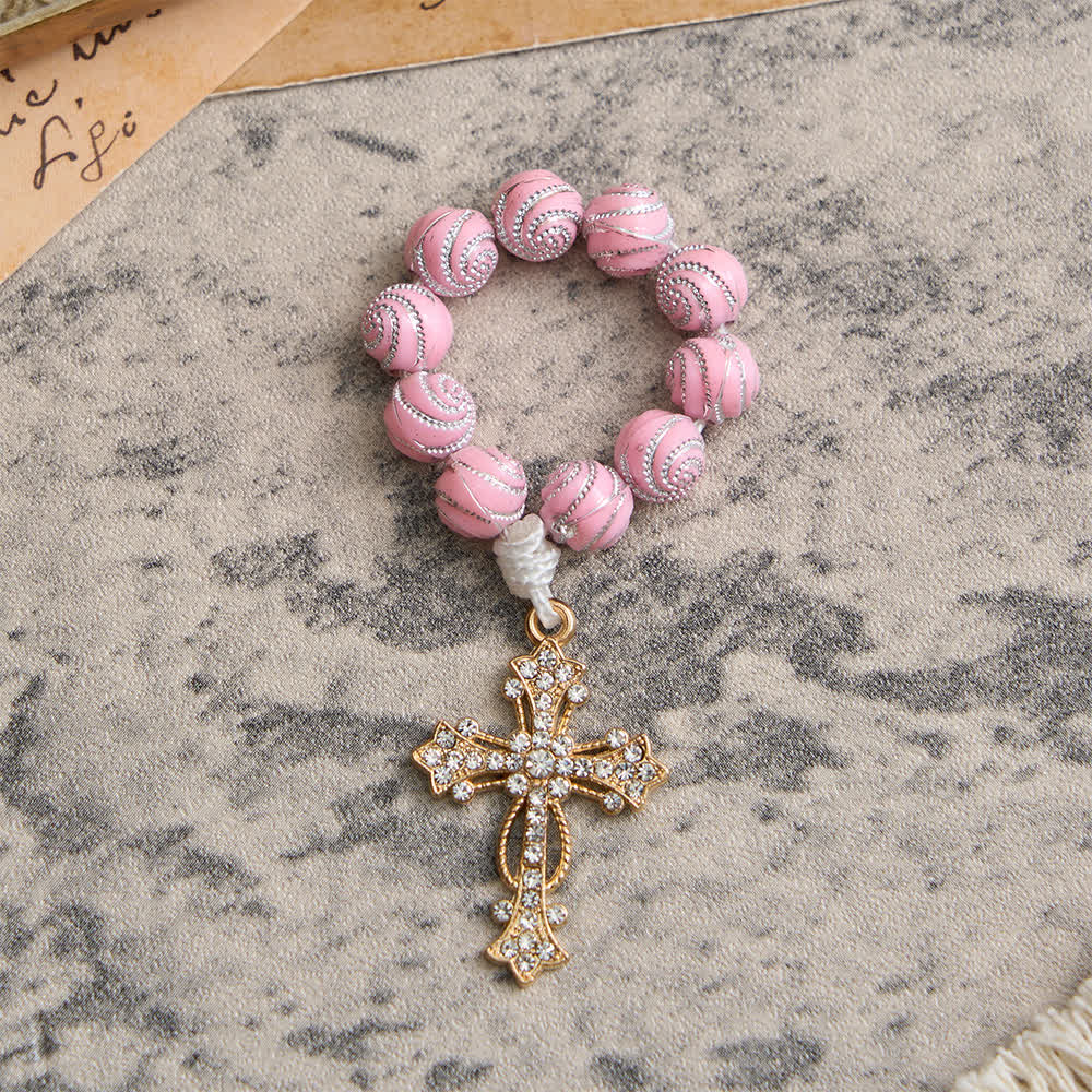Christianartworkshop Sparkly Pink Swirl Finger Rosary: Tiny Devotion with Sparkle - image 4