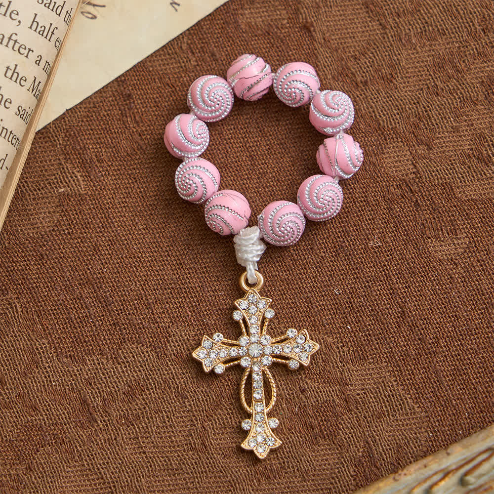 Christianartworkshop Sparkly Pink Swirl Finger Rosary: Tiny Devotion with Sparkle - image 5