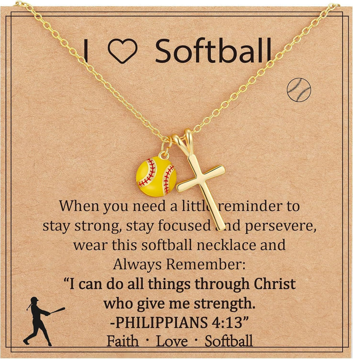 Christianartworkshop Sport Ball & Cross Pendant Necklace with Philippians 4:13 Verse: A Symbol of Faith and Athletic Strength - Baseball - image 7