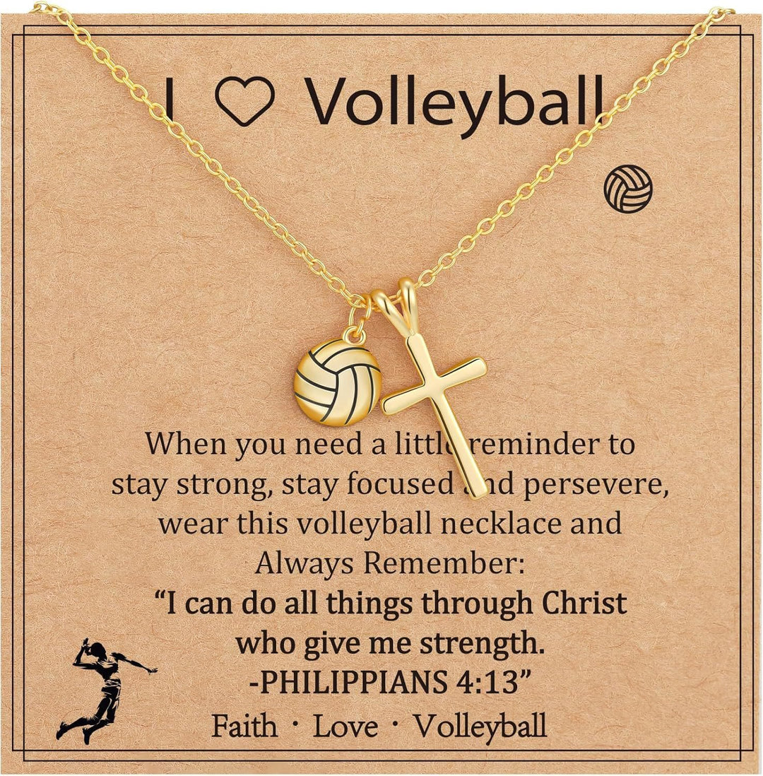 Christianartworkshop Sport Ball & Cross Pendant Necklace with Philippians 4:13 Verse: A Symbol of Faith and Athletic Strength - Volleyball - image 4