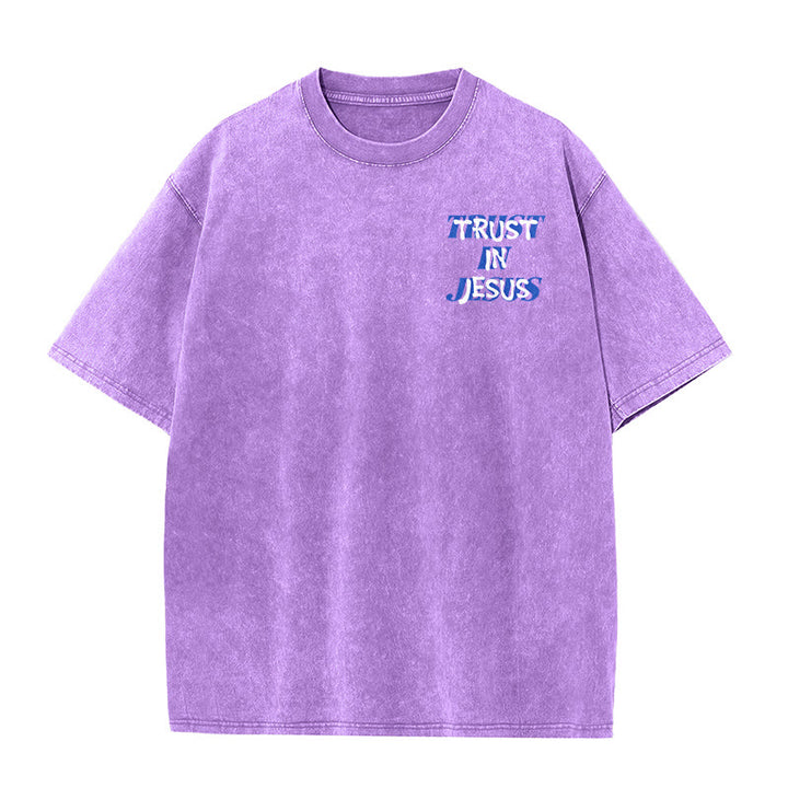 Christianartworkshop Trust In Jesus Psalm 37 5 Front And Back Print Washed Unisex T-Shirt - image 20