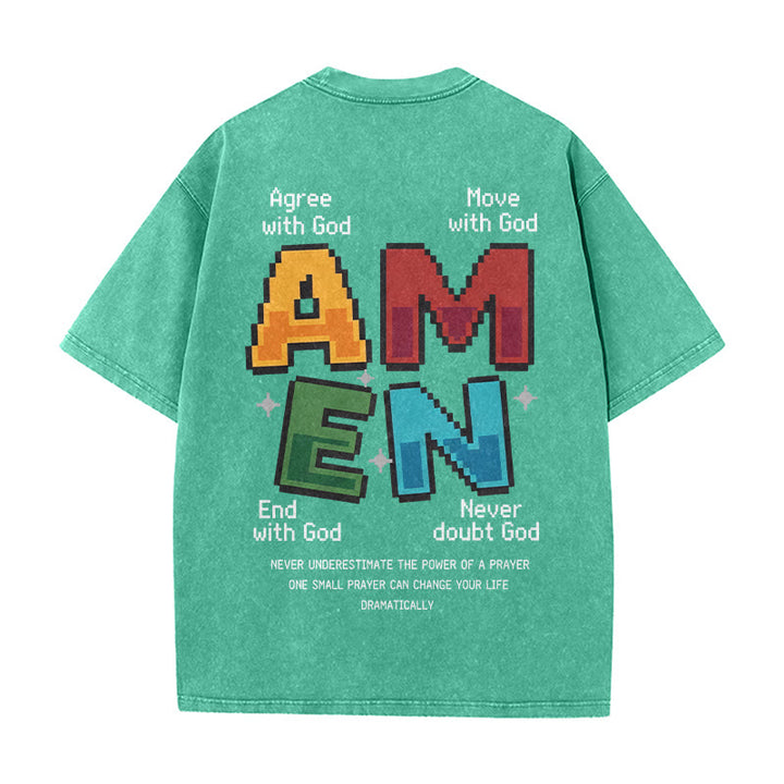 Christianartworkshop Amen Pixel Art Agree Move End Never Acronym Front And Back Print Washed T-Shirt - image 14